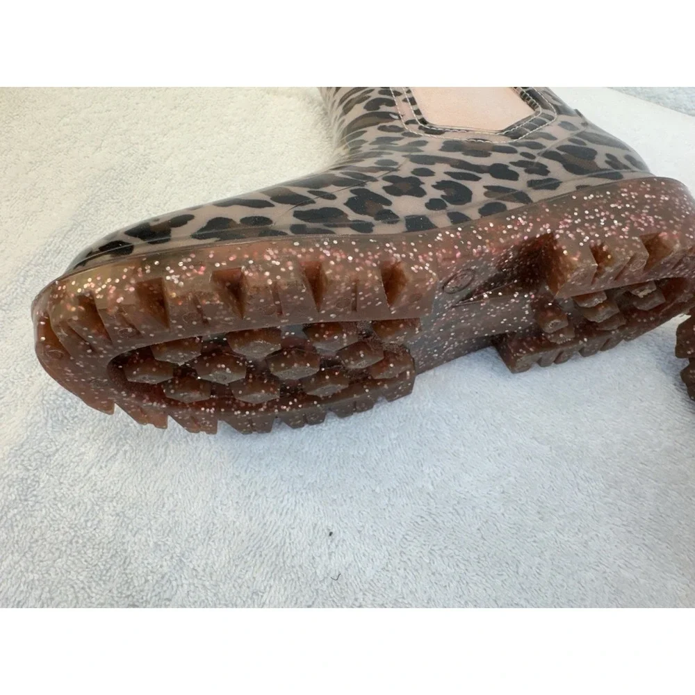 Wonder Nation Toddler Leopard Rain Boots Size 2/3 Pink Glitter Chelsea Boots